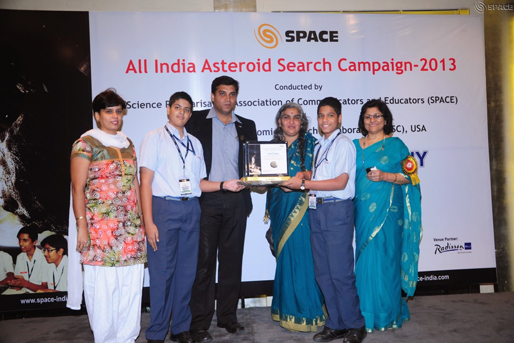 Gaurav Pati and Shourya Chaimbial of Class VII being awarded in all India Asteroid Search Campaign-2013