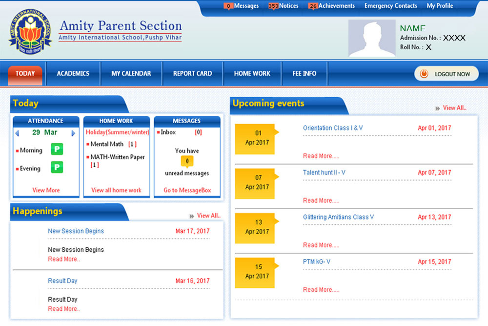 ERP systems in place to help parents keep a track on their ward's activites