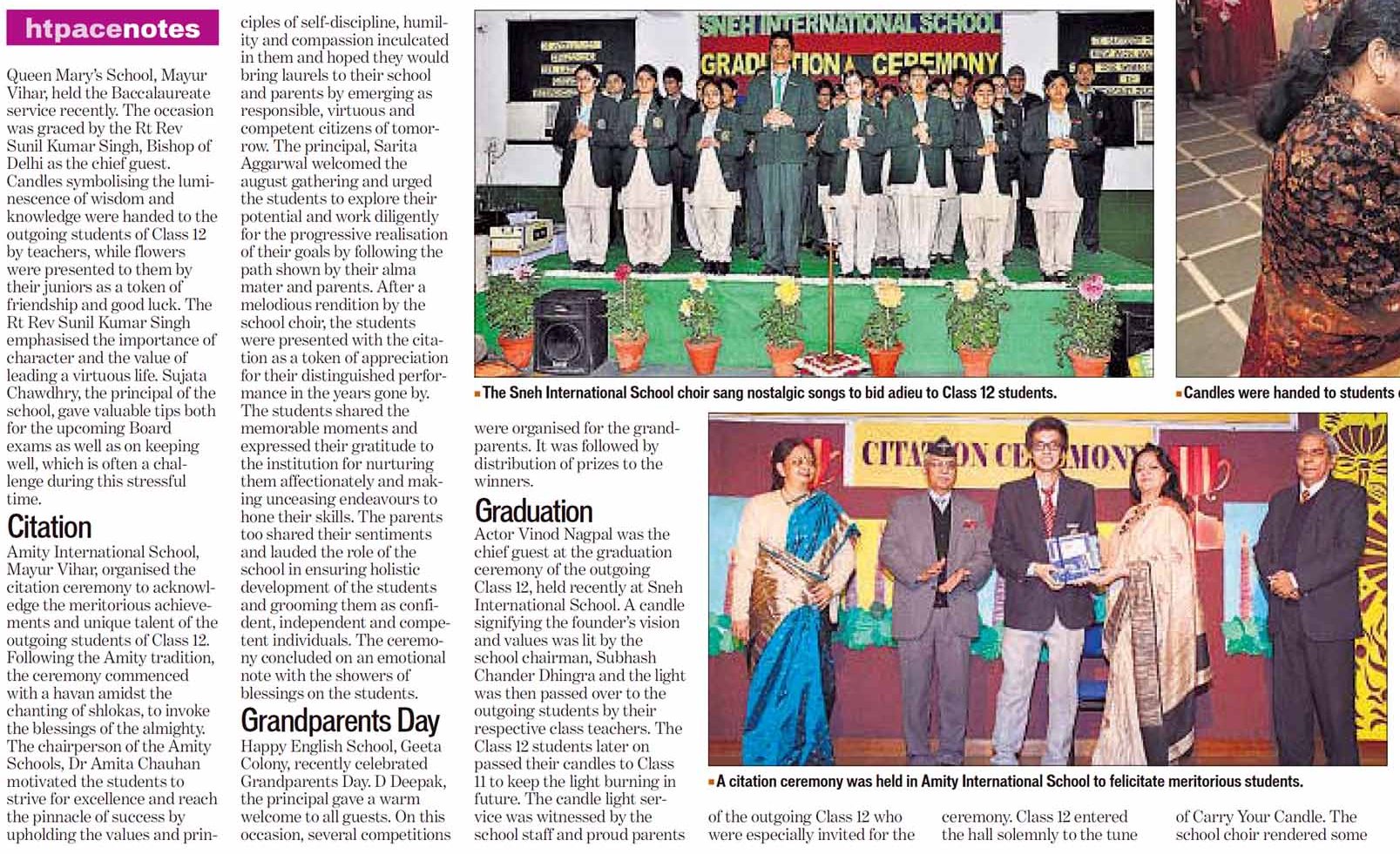 Amity International School Mayur Vihar organised citation ceremony