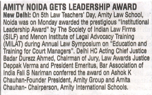Amity Noida gets Leadership Award