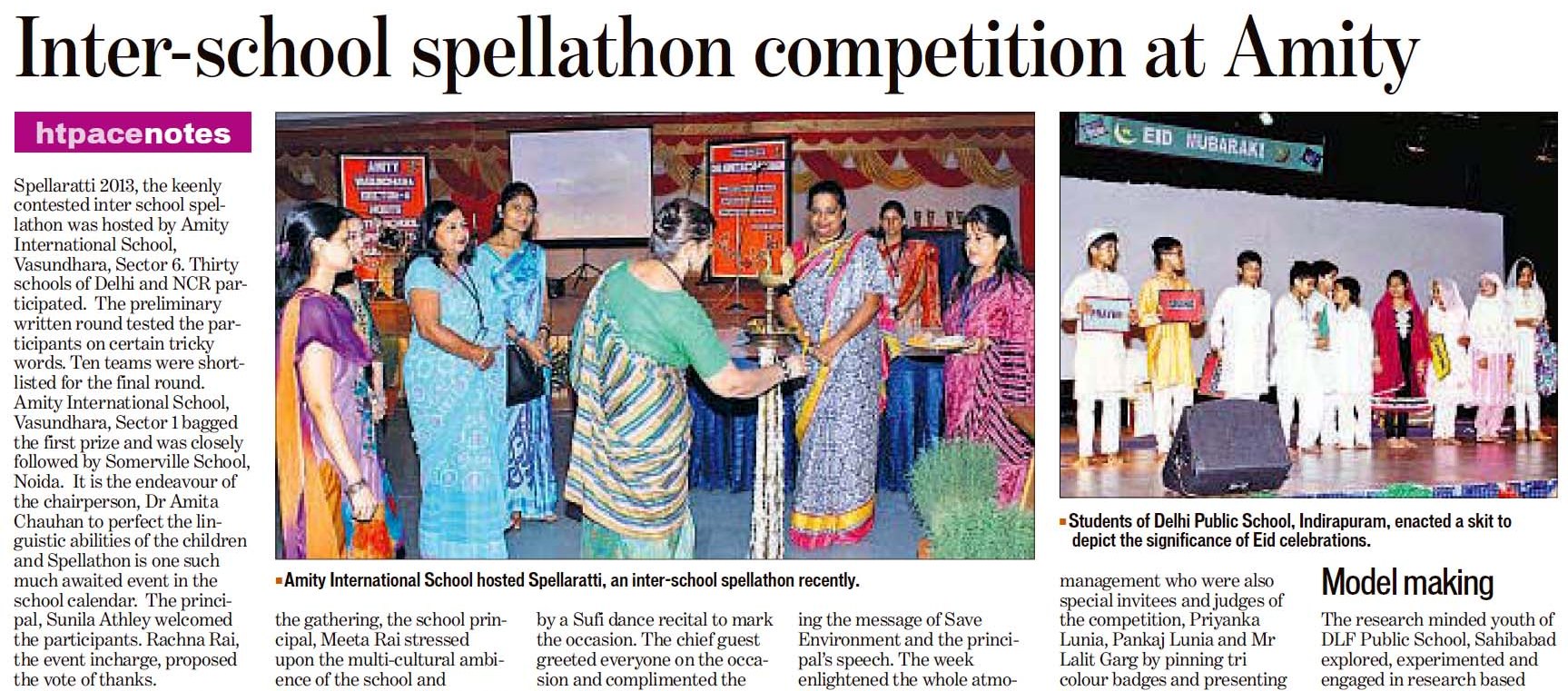 Amity International School Vasundhara, Sec-6 organised Inter School Spellathon Competition