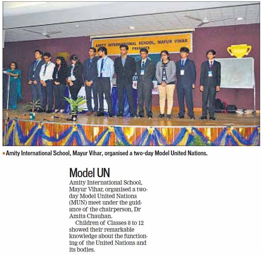 Amity International School Pushp Vihar organised Model United Nations Meet