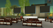 A view of the Amity Auditorium on Second Life.